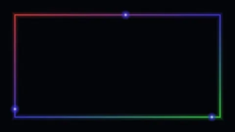 Red neon frame glowing border background chasing lights loop Stock Footage 342641461