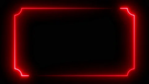Red neon frame lighting on black background. 4K 60FPS Stock Footage 220044368