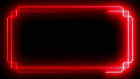 Red neon frame lighting on black background. 4K 60FPS Stock Footage 220044388