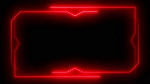 Red neon frame lighting on black background. 4K 60FPS Stock Footage 220044467