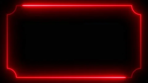 Red neon frame lighting on black background. 4K 60FPS Stock Footage 220044494