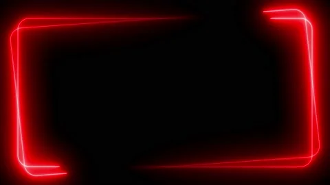 Red neon frame lighting on black background. 4K 60FPS Stock Footage 220044517