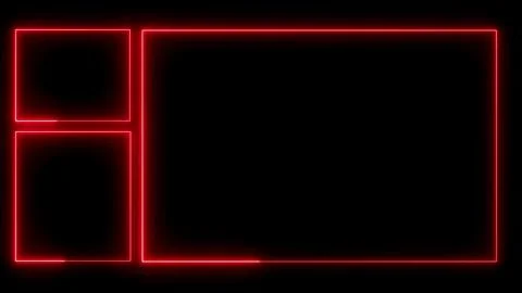 Red neon frames forming layout on black background. 库存照片