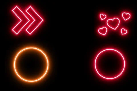 Red Neon Frames Set on Grunge Backdrop. Vector abstract background with cop.. Illustrazione stock