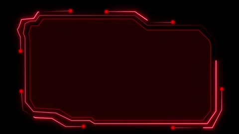 Red Neon Futuristic Digital Interface Frame with animated Black Background .. Stock Footage 337363546