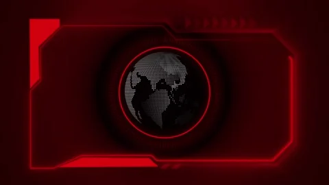 Red neon futuristic interface with globe and data visualization. Futuristic.. Stock Footage 337129925