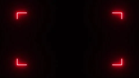 Red neon glow frame animation loop on black background for technology interface Stock Footage 336962970