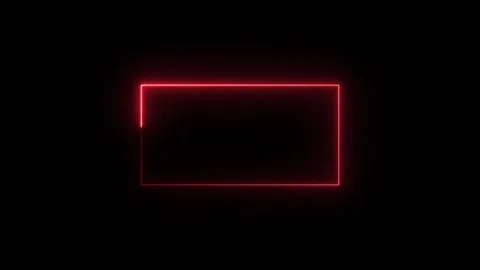 Red neon glow rectangular frame on black background for live streaming Stock Footage 340459304