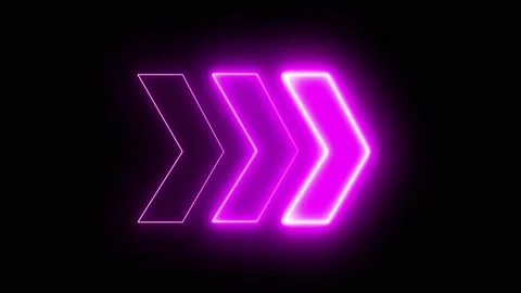 Red neon glowing arrow pointer on dark animated background. Colorful and sh.. Stock Footage 247078883