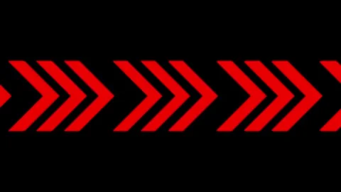 Red Neon Glowing Chevron Arrows Moving Backward on Black Background Stock Footage 331345314