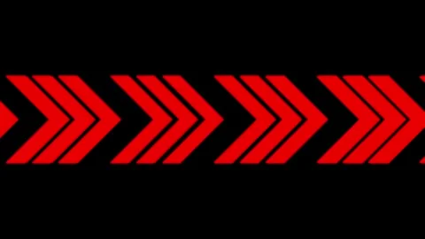 Red Neon Glowing Chevron Arrows Moving Backward on Black Background Vídeos de archivo 331912846