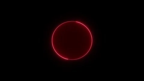Red neon glowing circle line animation on black background representing mod.. Stock Footage 345549740