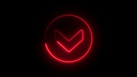 Red neon glowing down arrow animation with circular loading progress bar fo.. 스톡 동영상 332964581