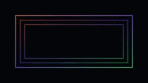 Red neon glowing frame border background flickering loop Video stock 342641400