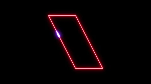 Red neon glowing light frame square shape moving along border path. 動画素材 337081774