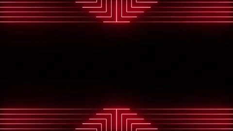 Red neon glowing lines forming a geometric frame loop on black background. Stock Footage 344985326