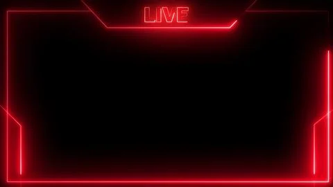 Red neon glowing live streaming frame border overlay for creation and digit.. Stock Illustration