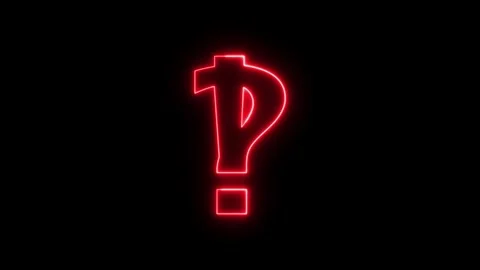 Red neon glowing question mark symbol flickering on black background video. 库存影片 337330387