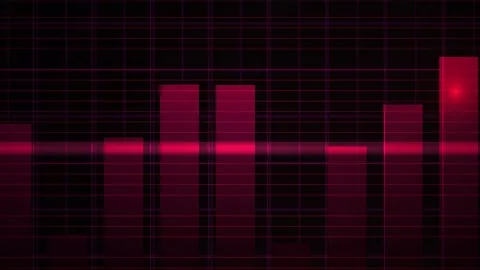 Red neon graph bars on grid background. Stock Footage 340041333