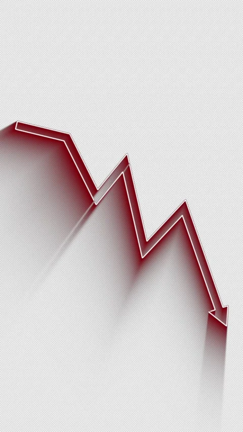 Red neon graph showing financial decline and market downturn on background Stock Footage 335376488