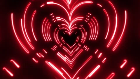 RED NEON HEART PATTERN Stock Footage 268665295