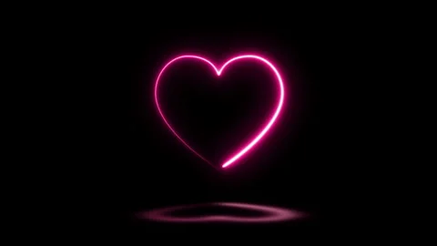 Red neon heart with reflection on the floor on a black background. 動画素材 170196687