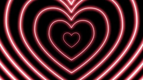Red Neon Heart Tunnel Loop - Glowing Love Background Animation Stock Footage 311622252