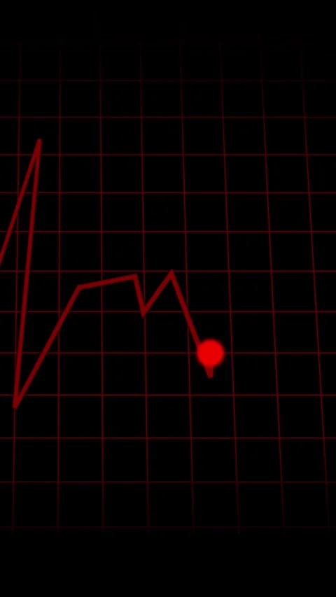 Red Neon Heartbeat Line on a Grid Background with a Glowing Dot electrocard.. Stock Footage 337460972