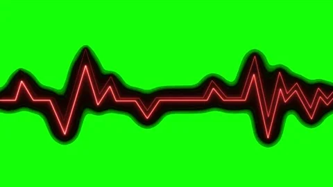Red Neon Heartbeat Pulse Waveform Moving on a Green Screen Background for Stock-Footage 339166813