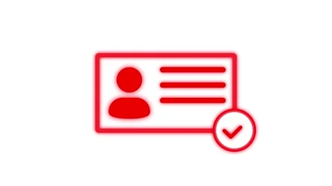 Red neon identity card animation with check mark symbol representing verifi.. Stock Footage 345547704