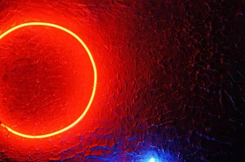Red neon light illuminating the interior of a modern pub Stock Photos
