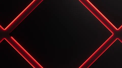 Red neon light is moving around black rhombus frames on dark background Stock Footage 326778930