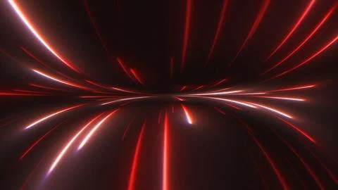 Red Neon Light Trails Abstract Motion Background Stock Illustration