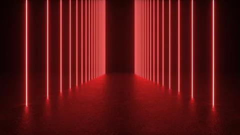 Red Neon Lights Corridor Stock Illustration