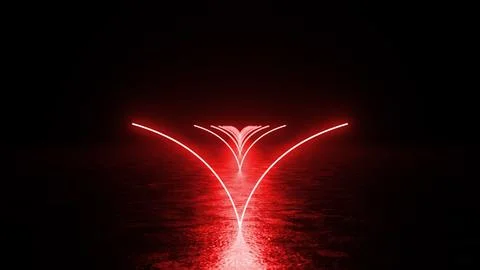 Red neon lights creating a path in the dark Stock Photos