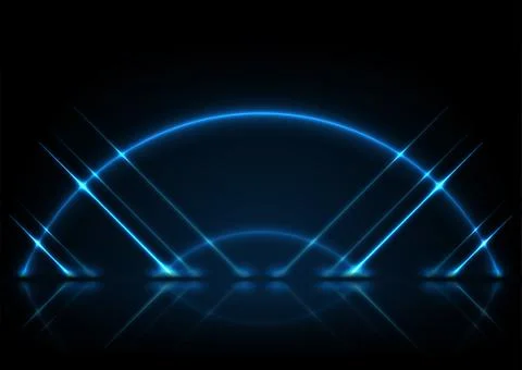 Red neon lines and arc abstract technology background Stock Illustration