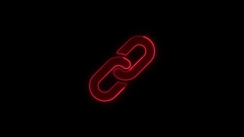 Red neon link icon animation on black background, connection symbol, digita.. Stock Footage 345549969