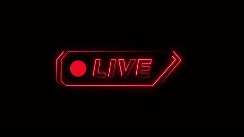 Red neon live streaming button animation loop for online broadcasts Stock Footage 342697760