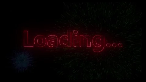 Red neon loading animation with bursting effects on black background Stock Footage 318098962