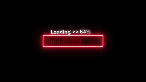 Red neon loading bar with progress percentage on animated black background,.. Video stock 334122962