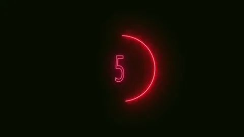 Red Neon Number 4 Inside Incomplete Circle on Dark Background glowing. Anim.. 스톡 동영상 321450750