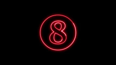 Red neon number eight glowing on black background motion graphic. 库存影片 337330751