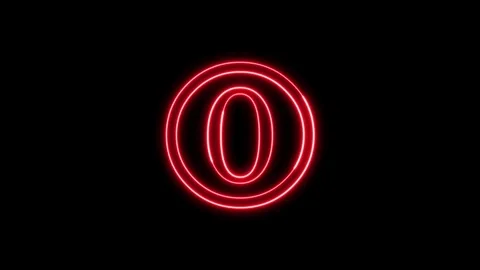 Red neon number zero rotates on black background motion footage. Stock Footage 337330842