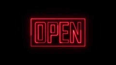 Red neon open sign animation glowing on black background for store promotio.. Stock Footage 345550380