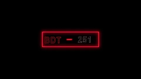 Red Neon Outline Around Text BDT and Number 195 on Black Background light s.. Stock Footage 321396902