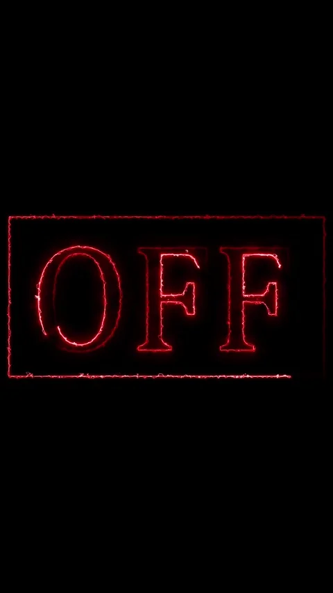 Red neon outline text 'OF' in rectangular frame. Animated text on black bac.. Stock Footage 344861673