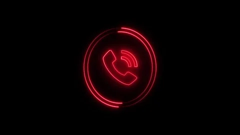 Red neon phone icon glows and pulses in darkness a modern communication sym.. Stock Footage 345548162