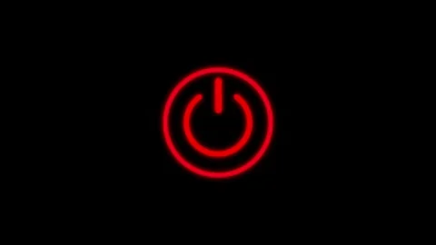 Red Neon power reset button sign animation Neon glowing power button icon a.. Stock Footage 331937161