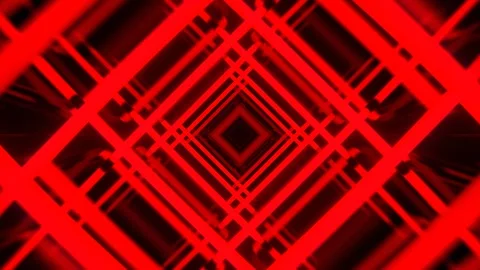 Red Neon Pulse Square Tunnel Background VJ Loop l 4K Stock Footage 301885993