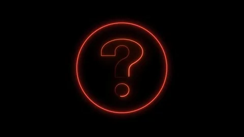Red Neon Question Mark Inside a Circle on animated Black Background symbol Stock Footage 332992238